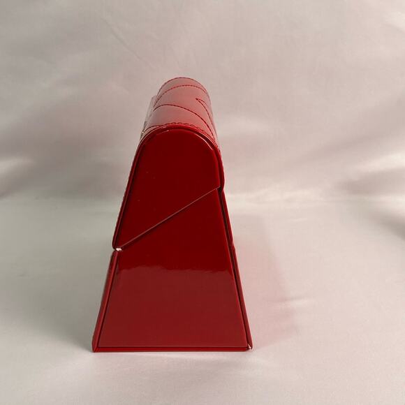 YSL Yves Saint Laurent Red Chevron Quilted Clutch Counter Display New - Picture 5 of 12